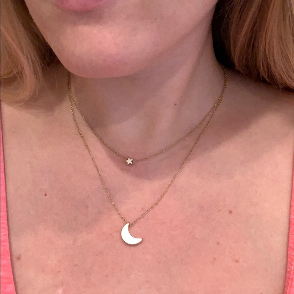 Sun and moon layered double necklace